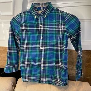 MINI BODEN 9-10 Blue/Green Check Dress Shirt Button Up Down